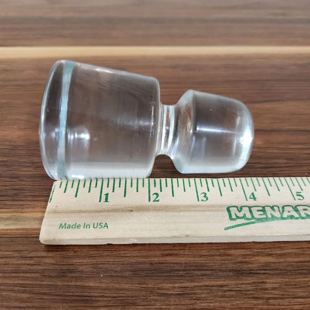 Vintage MCM Clear Glass Decanter Stopper Style Paper Weight 2x4